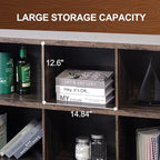 VAKATRELL 8 Cube Storage Organizer Bookshelf, Industrial Horizontal Bookcase, Accent Cubby Shelf, Media Console Table for Living Room, Home Office, 13.6" D x 63" W x 30.9" H, Dark Grey Oak