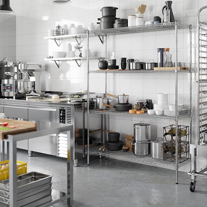 Regal Altair Wire Shelving Kit | NSF Commercial Storage Rack Unit (4-Tier | 74" Height, 18" Deep x 54" Wide)