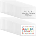 Jeyiour 200 Pcs Label Holders Adhesive Nameplate Pockets Storage Bin Labels Index Card Holder Shelf Plastic Peel Stick for Classroom Supermarket Bookshelf Library Student Box Drawer (2.9 x 3.6 Inch)