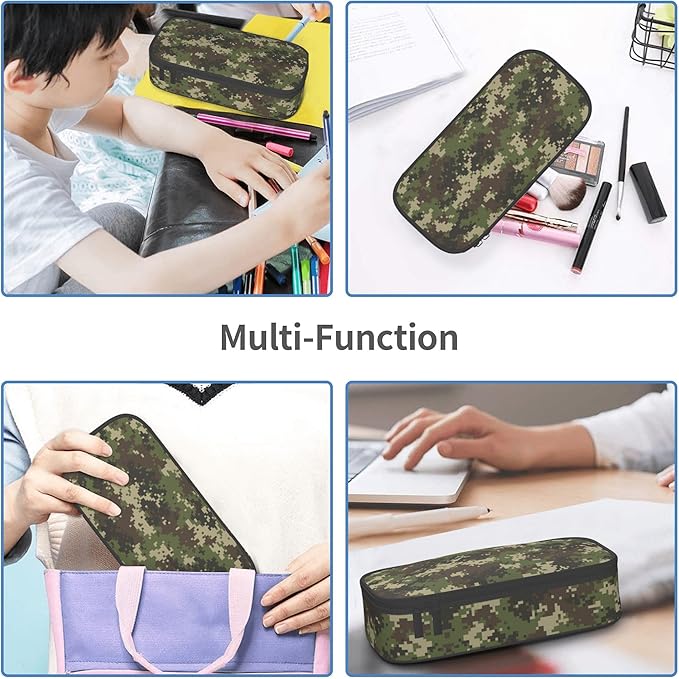 YIJIUWKIS Camo Pencil Case for Kids Boys Girls, Big Capacity Green Pencil Pouch, Portable Pencil Box Stationery Storage Desk Pen Bag for School Office