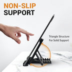 Portable Tablet Stand for Desk, Multi-Angle iPad Holder, Non-Slip Base, Foldable & Travel-Friendly for iPad, iPhone, Kindle, Galaxy Tablets
