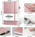 Annecy Numbered Bullet Dotted Journal Notebook, Medium 5.5x 8.25, 160 Pages 100GSM Writing Paper, A5 Rose Gold Faux Leather Cover with Pen Loop