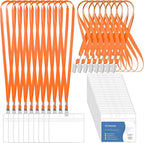 100 Pcs Lanyards for ID Badges and 100 Pcs Clear Name Tag Holders Reusable Lanyard with Clip Plastic ID Card Badge Holder Name Badges for Adults Kids Business School Office Supplies (Orange)