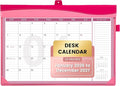 Yoment Desk Calendar 2026, Jan 2026-Dec 2027, 2026 Desk Calendar Large 17 x 12, 2026 Calendar with Plastic Cover, Pockets, to-Do Lists, Desktop Wall Calendar 2026-2027 for Office School Home, Pink