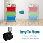 Giantex Rolling Cart with Drawers, Craft Organizer with Wheels, 3 Drawer Storage Container Bins for Back to School Office Scrapbook Paper Tools Multicolor