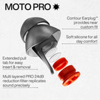 EARPEACE Moto PRO - Motorcycle Ear Plugs - Reusable Earplugs for Wind Noise Protection with High Fidelity Filter - Noise Canceling up to 24dB - Motorcycle Accessories - Includes Filter Set and Case