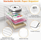 YKLSLH Simple 4 Tier Paper Organizer Letter Tray - Acrylic Stackable Desk File Organizer, Clear Paper Sorter Office Organizer for Letter/A4, Office File Ipad Books Notes Etc