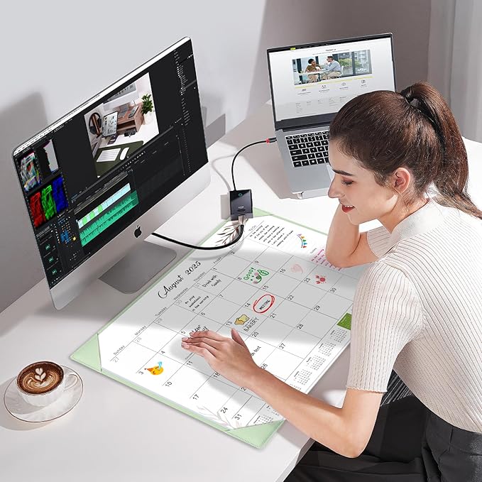 Gannyfer Desk Calendar 2026 with Desktop Mat, Simplified Large 22" x 17" Desktop Pad Calendar, 18 Month Desk Calendar, Use Now to Dec 2026, Office Supplies Perfect for Home School and Office - Green