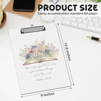 APIILVPQ Wild Flower Clipboard, Bible Verse Clipboards with Low Profile Clip for Office School Use, Christian Wooden Clip Boards for Nurses Teachers Students - B02