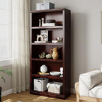 Bevfint Bookshelf, Open Storage 70 Inch Tall 5 Shelf Bookcase, Floor Standing Bookshelves and Bookcases, Book case for Farmhouse Library Office Bedroom Kids, Mahogany - 5 Tier
