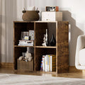 COMHOMA 4 Wood Cube Storage Organizer with Open Back and Removable Back Panels, 11In Brown Cube Storage Bookshelf, Cubicle Shelf Bookcase for Home Office Bedroom Living Room, Vertical or Horizontal