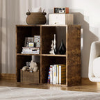 COMHOMA 4 Wood Cube Storage Organizer with Open Back and Removable Back Panels, 11In Brown Cube Storage Bookshelf, Cubicle Shelf Bookcase for Home Office Bedroom Living Room, Vertical or Horizontal