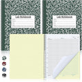 Affrolling 2 Pack Carbonless Lab Notebook Carbon Copy 8.5'' x 11'' 50 Set of Pages 100 Pages Total Laboratory Engineering Chemistry Computation Notebook Science Grid Coil Binding(Dark Green and White)