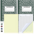 Affrolling 2 Pack Carbonless Lab Notebook Carbon Copy 8.5'' x 11'' 50 Set of Pages 100 Pages Total Laboratory Engineering Chemistry Computation Notebook Science Grid Coil Binding(Dark Green and White)