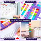 Golcellia Transparent Sticky Notes, See Through Sticky Note, Pastel Colorful Clear Sticky Notes-1040 Sheet Pack (3 Styles) Annotating Books Repositionable Translucent Sticky Tabs
