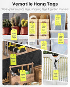 Uniclife 120 Pcs Yellow Plastic Tags for Labeling 4.7"x 2.36" Plastic Shipping Tag with Wire Writable Waterproof Tag Price Tags with Reinforced Eyelet Blank Hang Label for Luggage