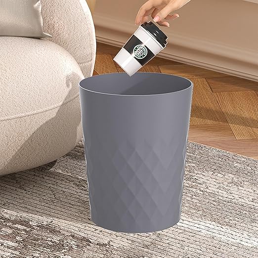 HOLTPHILI 1.8 Gallon Small Trash Can 2 Pack Bathroom Garbage Can Waste Basket Recycling Bin for Dorms Bedrooms Offices Kitchens, Grey