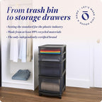 HOMZ 2-Pack Drawer Tower, 4-Tier Clear Plastic Storage Organizer Cart, Black Tint and Frame - Organizing Containers with Wheels for Home, Bathroom, Bedroom, Office, and Classroom