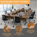 Folding Conference Table 4ft 5ft, Foldable Office Meeting Desk for 6 People, Multiple Sizes Colors Mobile Conference Room Table for Training Room School Business Furniture (6, Brown, 63in)