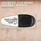10 Magnetic Memo Holders Set - Customizable Text, Logo - Large Clip, Plastic - Clear