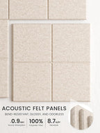 Bumusty Large Cork Board Alternative-47 x35 Felt Bulletin Board Tiles, with 30 Pushpins, 70 Adhesive Tabs, 12-Pack Slat Wall Paneling, Cork Boards for Office Push Pin Board Felt Board-Oatmeal