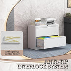 mysteeldepot 2 Drawer Lateral File Cabinet with Lock, File Cabinet, Metal Lateral Filing Cabinets for Home Office, File Storage Cabinet for Legal/Letter/A4 Documents, Assembly Required (White, 35'W)