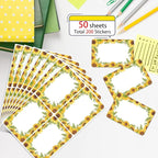 Wonmon 200 PCS Sunflower Name Tags Stickers, Self Adhesive Sunflowers Style Name Tag Labels Stickers for Back to School Classroom Student Office Desk Cubby Locker Themed Party, 2x3 inch