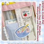 UINSUE Cute Pen case Adorable Bunny Transparent 3-Layer Large Capacity Pencil Case Gadget organizer with Lovely Stickers (Black Plaid)