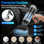 SHLNLI Mini Vacuum Cleaner, 16000PA Car Vacuum Cleaner Portable Cordless with LED Light, 4 in 1 Air Duster and Handheld Small Vacuum Rechargeable for Car, Home, Office, Pet（Black）