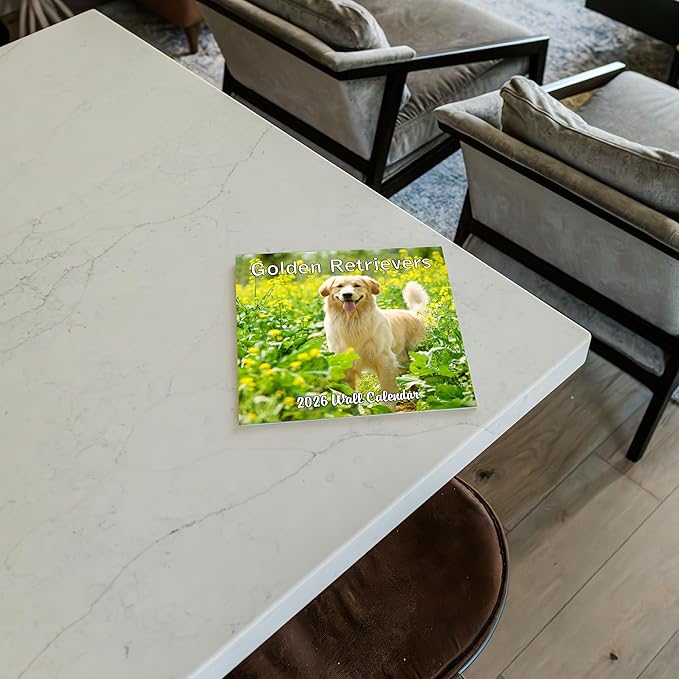 2026 Golden Retrievers Monthly Wall Calendar | Cute Dogs Calendar September 2025 - December 2026