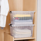 Citylife 22 QT Clear Plastic Storage Bins with Lids Stackable and Nestable Storage Boxes with Lids Large Plastic Storage Containers for Garage, Closet, Kitchen, 2 Packs