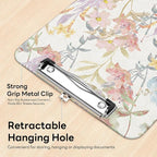 Luminzo Plastic Cute Clipboard Low-Profile Metal Clip, A4 Letter Size 9 x 12.5 in, 8.5 x 11 Paper Clip Board for Teachers, Nurses, Classroom,Botanical Print