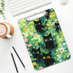 Luminzo Plastic Cute Clipboard Low-Profile Metal Clip, A4 Letter Size 9 x 12.5 in, 8.5 x 11 Paper Clip Board for Teachers, Nurses, Classroom,Cute Black Cats