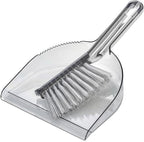 BSMstone Small Broom with Dustpan Combo Set Mini Broom and Brush Set Hand Sweeper for Cleaning Desk Office Kitchen Pet Nest (Transparent Grey)