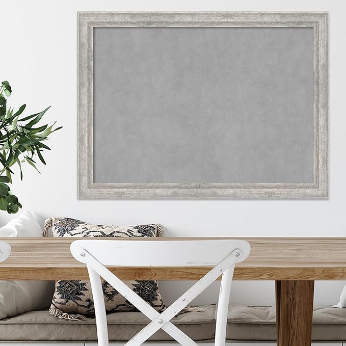 Amanti Art Silver Framed Magnetic Board 23x31 Medium Vision Board for use with Magnets, 100% Metal Sheet to Display Items as Office Decor or for Home Organization in mudroom, Kitchen or Kids Room