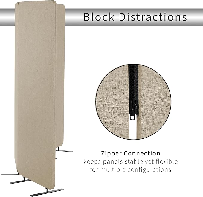 VIVO Freestanding 72 x 66 inch Privacy Panel, Cubicle Divider, Acoustic Wall Partition, x3 24 inch Panels, Beige, PP-3-T072BE
