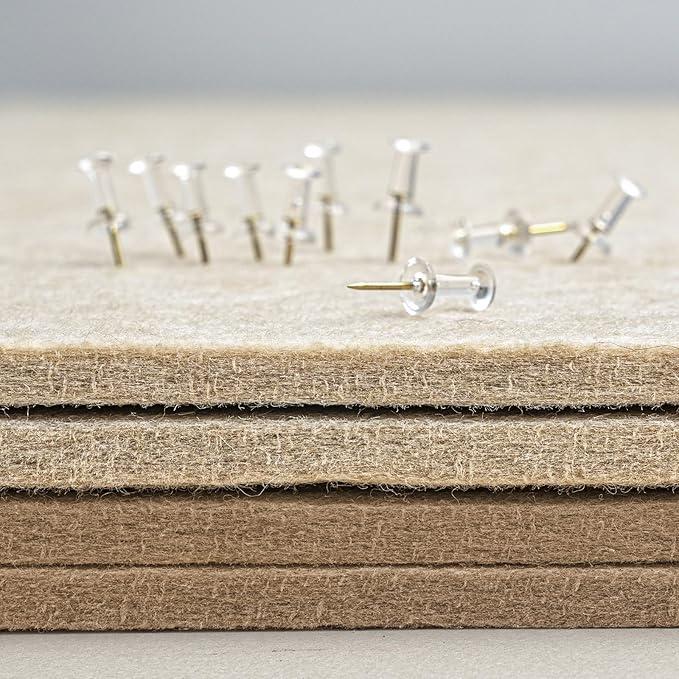 Bulletin Board, 24 x 18 inches Decorative Felt Pin Board, Cork Board Alternative for Wall, Foldable Photo Board with 20 Pushpins - Desert Brown