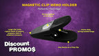10 Magnetic Memo Holders Set - Large Clip, Plastic - Black