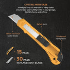 Nicpro 15 Pack Utility Knives with 30 PCS Extra Blades, Plastic Box Cutters Bulk Retractable Razor Knife Snap Off Blades 18mm for Heavy Duty Office, Home, Arts Crafts, Hobby