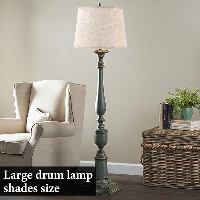 Drum Lamp Shade Large Beige 1 Pack, 14"To×16"Bottom ×11"High(Spider), Modern Farmhouse Lamp Shades for Floor&Table Lamps Replacement Living Room/Bedroom，Required Assembly，By GO&SO