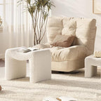 ZYKZYK Ottoman Set of 2, Plush Velvet Vanity Seats with Modern Foot Rest, Backless Stool Pair for Bedroom, Living Room & Makeup Dressing Table(2-in-1) White