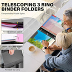 WOT I Telescoping Project Organizer 2-Pack, Refillable 3 Ring Binder with Dividers and Pockets, 13 Pocket Folders, 1 Inch 3 Rings, Black