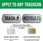 Recycle and Trash Magnets for Kitchen Cans and Recycling Bins, Dual Trash and Recycle Magnet for Garbage Can Logo Symbol, 2 Magnetic Sticker Adhesives, 6.5x3 Inch Elegant Design Home Outdoor Waste Bin