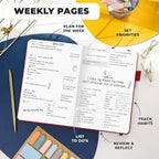 Clever Fox Planner Premium Edition – Undated Luxurious Weekly & Monthly Planner to Increase Productivity and Hit Your Goals – Organizer – Start Anytime, A5, Lasts 1 Year, Red (Weekly)