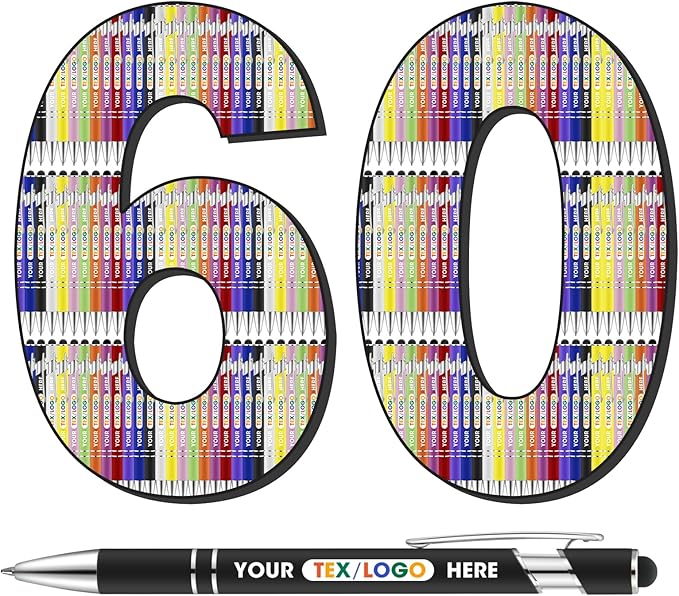 ENOMY Personalized Pens Bulk Free Engraved with Logo/Name/Message Black Ink Custom Pens Customized Stylus Ballpoint Pens Ideal Gifts for Business Anniversary (60)