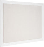 DesignOvation Beatrice Framed Linen Fabric Pinboard, 27x33, White, Rustic Wall Organization
