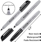 WOSWEL Permanent Markers Bulk, Ultra Fine Point, 48 Pack Black Permanent Marker set, Felt Tip Pens Works on Plastic, Wood, Stone, Metal and Glass for Doodling, Marking