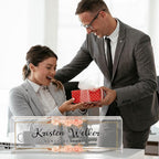 Custom Name Plate for Desk, Desk Name Plate Personalized, Office Decor for Women Men, Acrylic Desktop Accessories, Office Gifts for Coworkers Boss Teacher, Employee Appreciation Gifts (Flowers D)