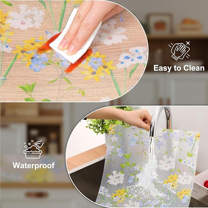 Cooyes Shelf Liner – Premium Non-Adhesive Cabinet & Drawer Liner for Kitchen – Waterproof Shelf Paper with Modern Pattern – Durable EVA Cabinet Mat – Easy to Cut （24" W x 240" L）
