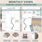 bloom daily planners HARDCOVER 2026 Planner (January to December) - 8.5” x 11” Weekly & Monthly Dated Agenda Organizer Book with Stickers & Tabs - Blooming Wildly